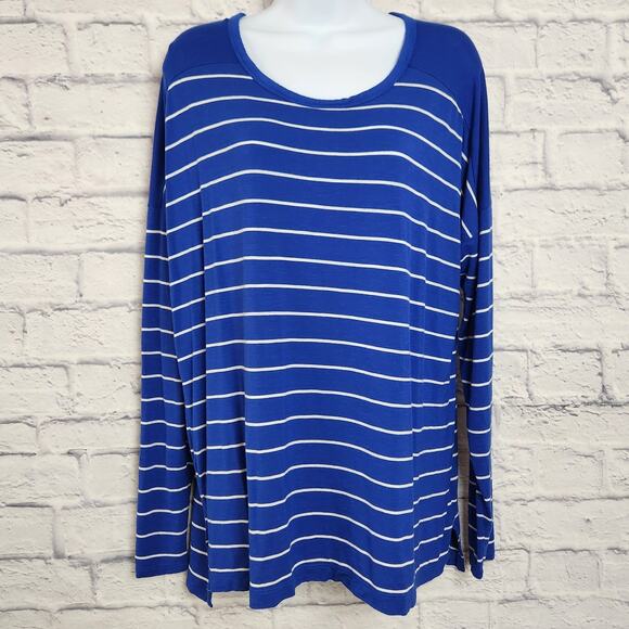 Old Navy Top Womens Size Large Boyfriend Drapey Tee Stripe - Picture 1 of 12